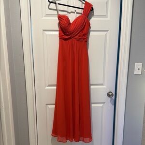 Bill Levkoff One Shoulder Coral Orange Red Dress